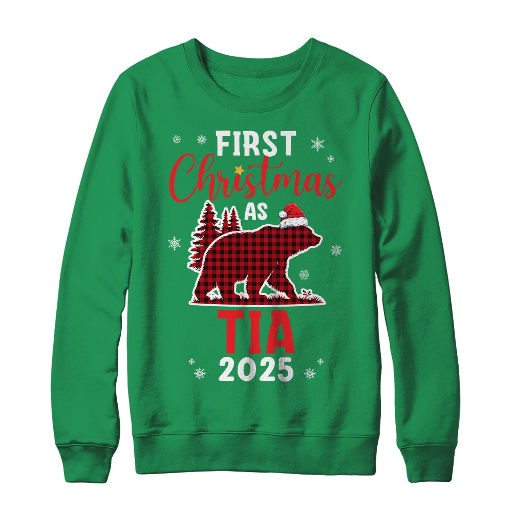 First Christmas As Tia Red Plaid Bear Santa Hat 2025 Shirt & Sweatshirt | siriusteestore