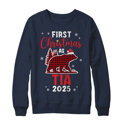 First Christmas As Tia Red Plaid Bear Santa Hat 2025 Shirt & Sweatshirt | siriusteestore
