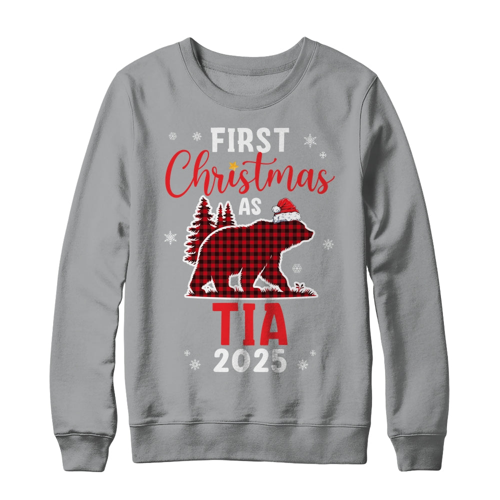 First Christmas As Tia Red Plaid Bear Santa Hat 2025 Shirt & Sweatshirt | siriusteestore