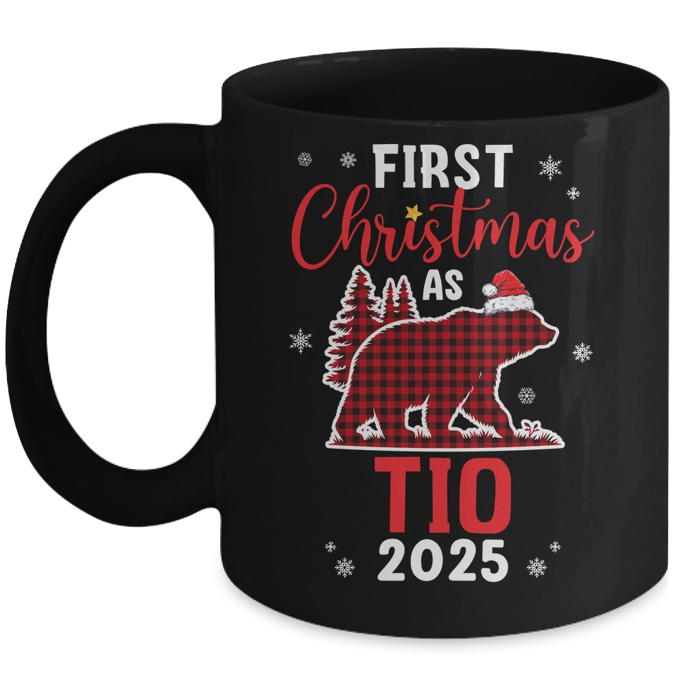 First Christmas As Tio Red Plaid Bear Santa Hat 2025 Mug | siriusteestore