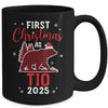 First Christmas As Tio Red Plaid Bear Santa Hat 2025 Mug | siriusteestore