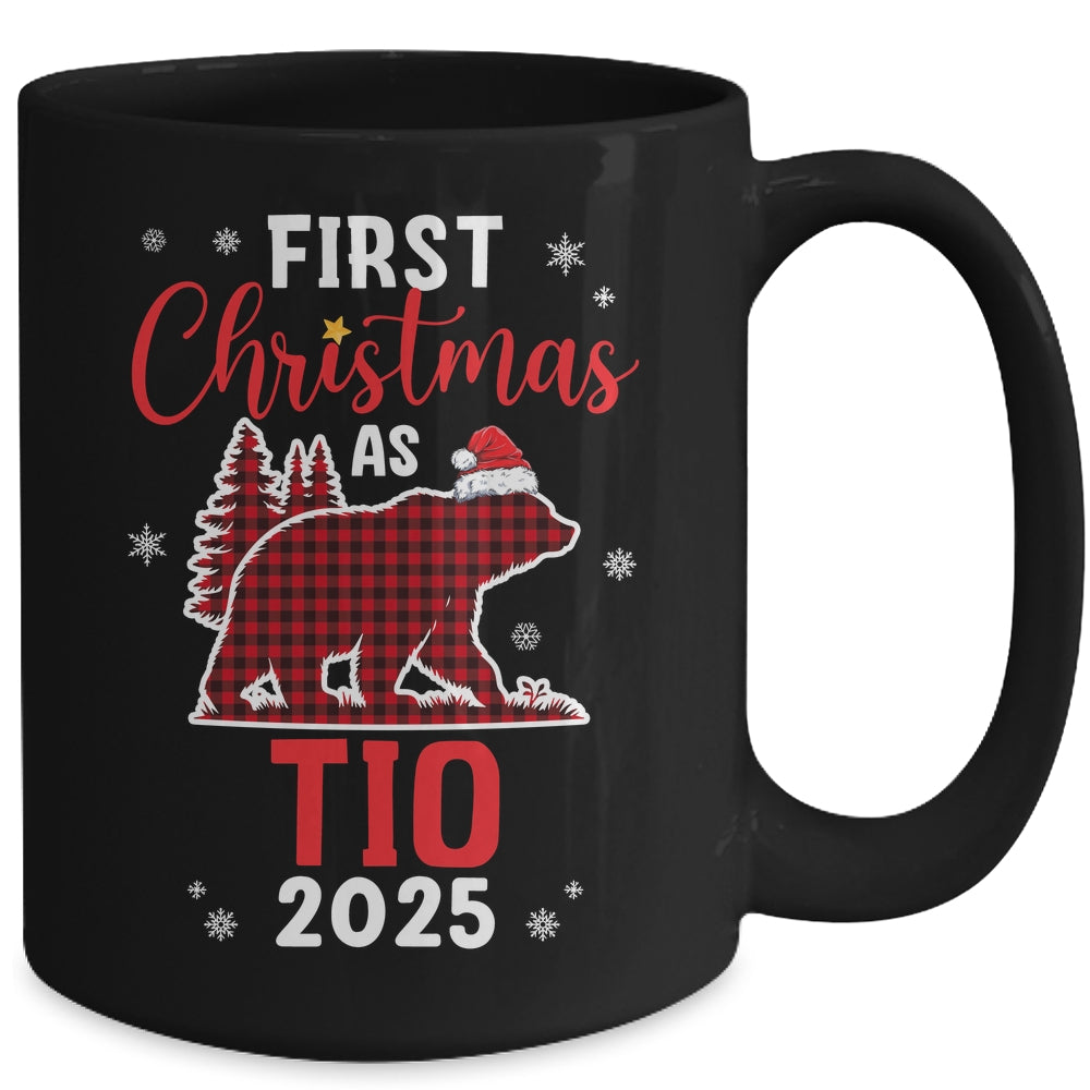 First Christmas As Tio Red Plaid Bear Santa Hat 2025 Mug | siriusteestore