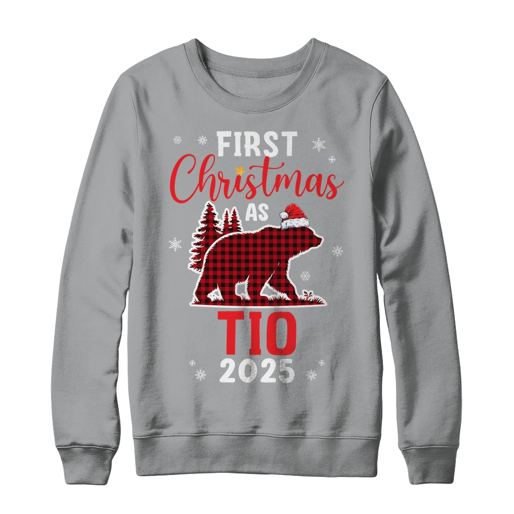 First Christmas As Tio Red Plaid Bear Santa Hat 2025 Shirt & Sweatshirt | siriusteestore