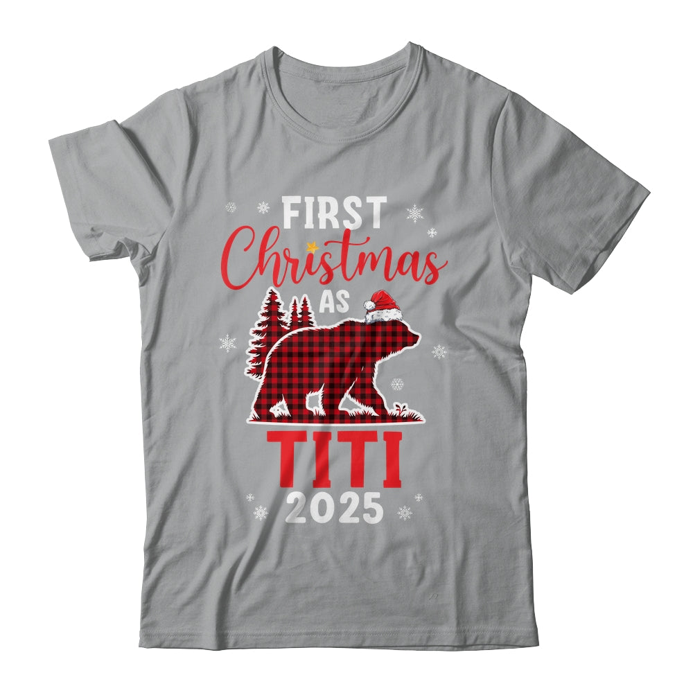 First Christmas As Titi Red Plaid Bear Santa Hat 2025 Shirt & Sweatshirt | siriusteestore