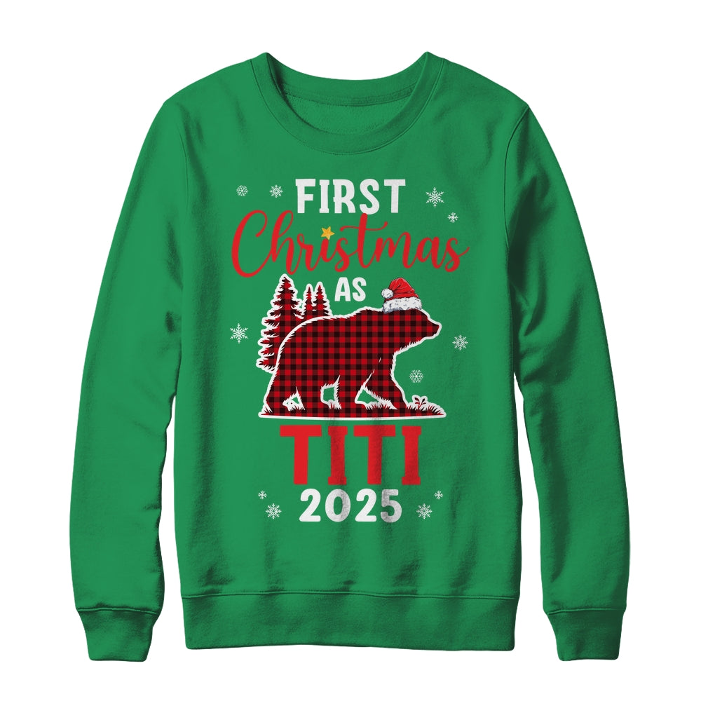 First Christmas As Titi Red Plaid Bear Santa Hat 2025 Shirt & Sweatshirt | siriusteestore