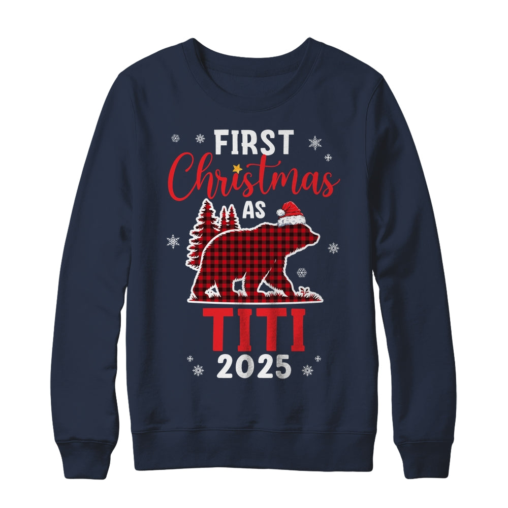 First Christmas As Titi Red Plaid Bear Santa Hat 2025 Shirt & Sweatshirt | siriusteestore