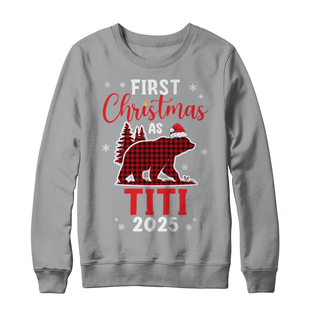 First Christmas As Titi Red Plaid Bear Santa Hat 2025 Shirt & Sweatshirt | siriusteestore
