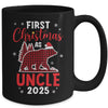 First Christmas As Uncle Red Plaid Bear Santa Hat 2025 Mug | siriusteestore