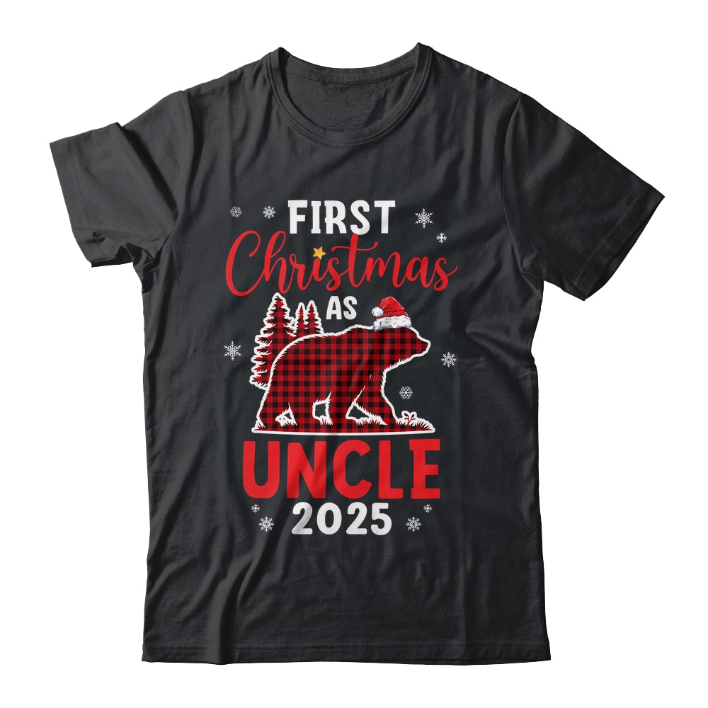 First Christmas As Uncle Red Plaid Bear Santa Hat 2025 Shirt & Sweatshirt | siriusteestore