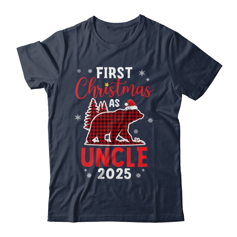 First Christmas As Uncle Red Plaid Bear Santa Hat 2025 Shirt & Sweatshirt | siriusteestore