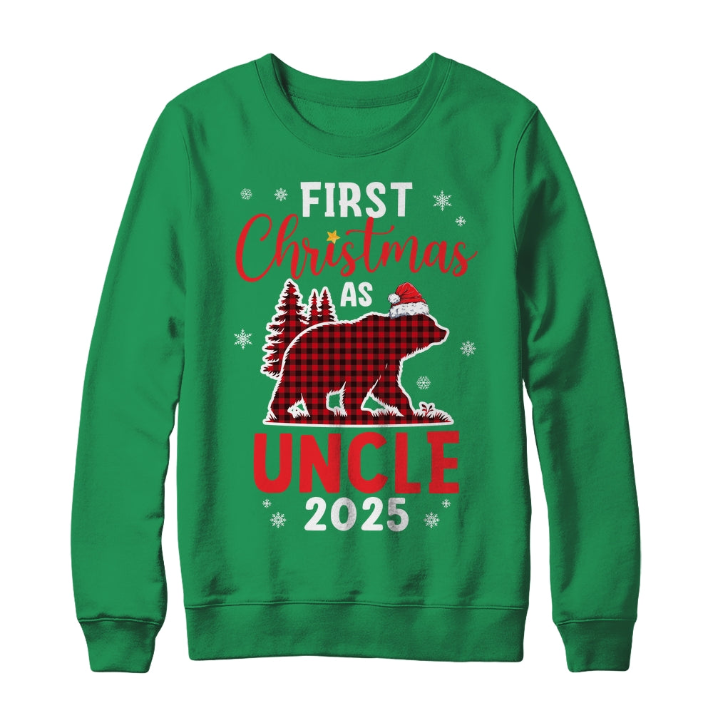 First Christmas As Uncle Red Plaid Bear Santa Hat 2025 Shirt & Sweatshirt | siriusteestore