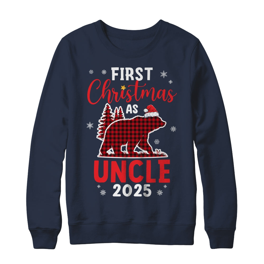 First Christmas As Uncle Red Plaid Bear Santa Hat 2025 Shirt & Sweatshirt | siriusteestore
