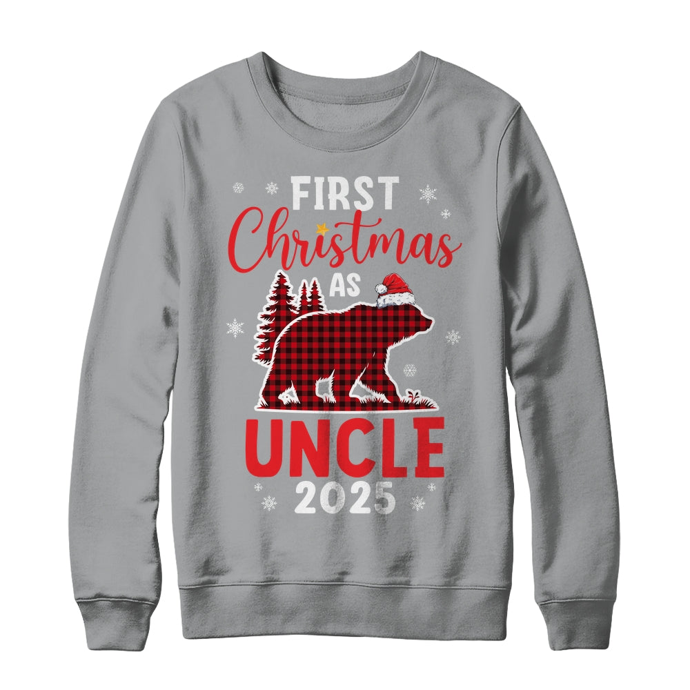 First Christmas As Uncle Red Plaid Bear Santa Hat 2025 Shirt & Sweatshirt | siriusteestore