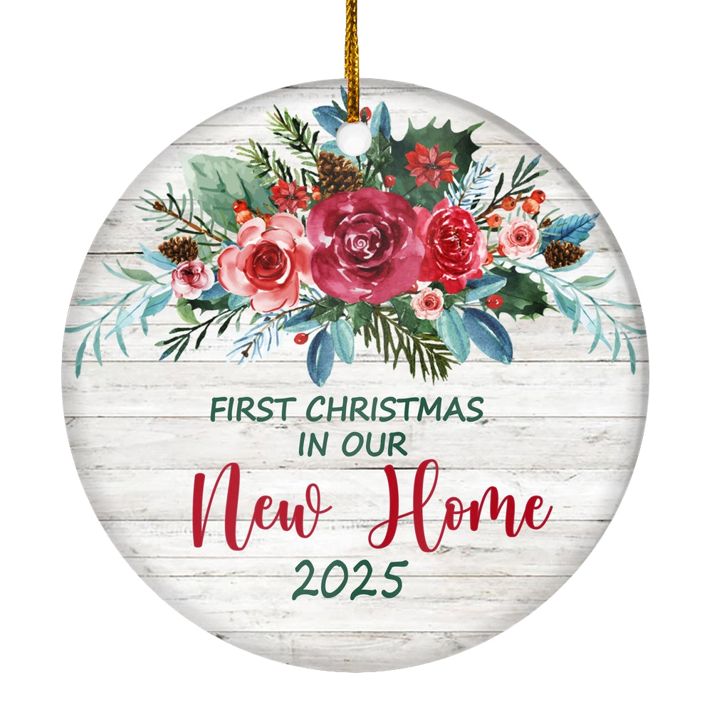 First Christmas In Our New Home Mr And Mrs 2025 Bride Groom For Wedding Newlywed Couple (21) Christmas Tree Ornament | siriusteestore