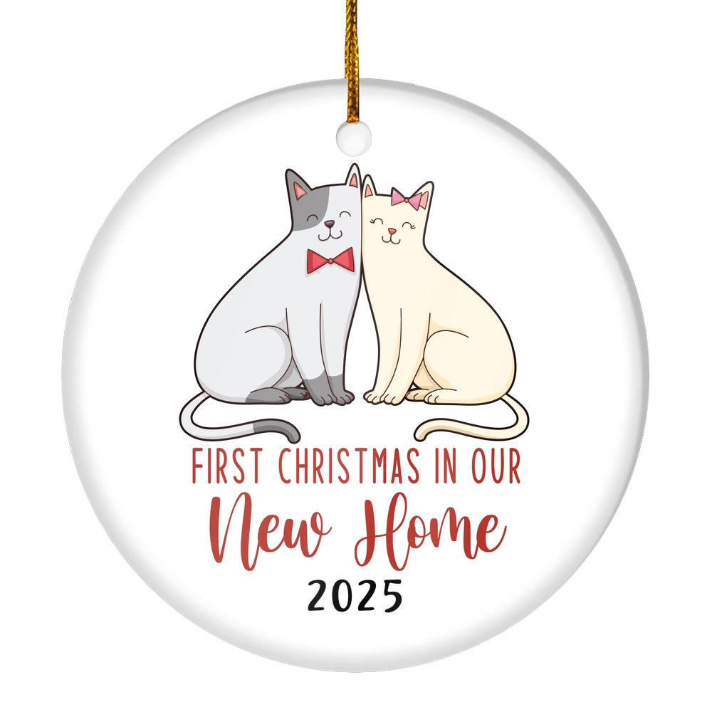 First Christmas In Our New Home Mr And Mrs 2025 Cat For Wedding Newlywed Couple (17) 2025 Christmas Tree Ornament | siriusteestore