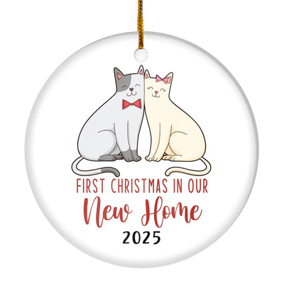 First Christmas In Our New Home Mr And Mrs 2025 Cat For Wedding Newlywed Couple (17) 2025 Christmas Tree Ornament | siriusteestore