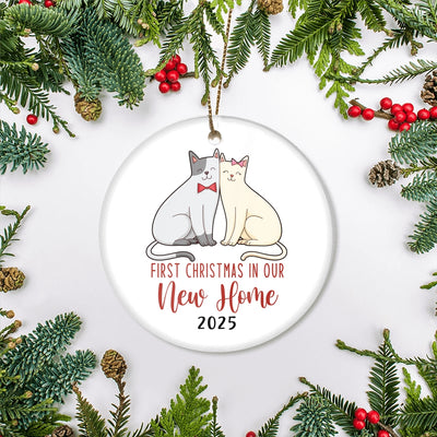 First Christmas In Our New Home Mr And Mrs 2025 Cat For Wedding Newlywed Couple (17) 2025 Christmas Tree Ornament | siriusteestore