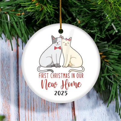 First Christmas In Our New Home Mr And Mrs 2025 Cat For Wedding Newlywed Couple (17) 2025 Christmas Tree Ornament | siriusteestore