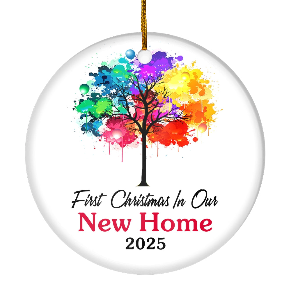 First Christmas In Our New Home Mr And Mrs 2025 Colorful Tree For Wedding Newlywed Couple (16) 2025 Christmas Tree Ornament | siriusteestore