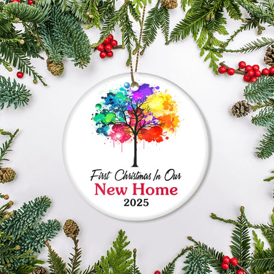 First Christmas In Our New Home Mr And Mrs 2025 Colorful Tree For Wedding Newlywed Couple (16) 2025 Christmas Tree Ornament | siriusteestore