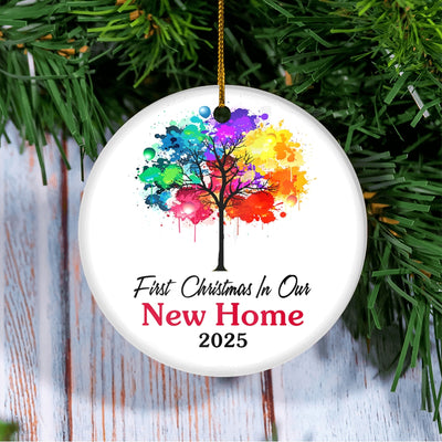 First Christmas In Our New Home Mr And Mrs 2025 Colorful Tree For Wedding Newlywed Couple (16) 2025 Christmas Tree Ornament | siriusteestore