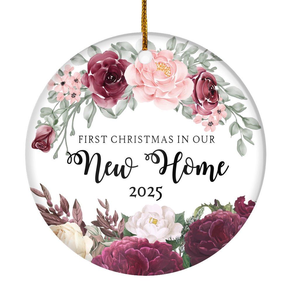 First Christmas In Our New Home Mr And Mrs 2025 Flower For Wedding Newlywed Couple (11) 2025 Christmas Tree Ornament | siriusteestore