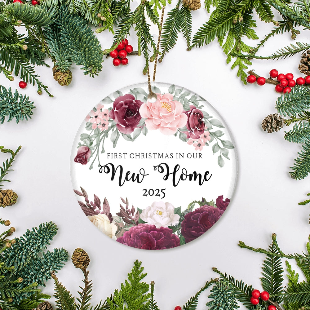 First Christmas In Our New Home Mr And Mrs 2025 Flower For Wedding Newlywed Couple (11) 2025 Christmas Tree Ornament | siriusteestore