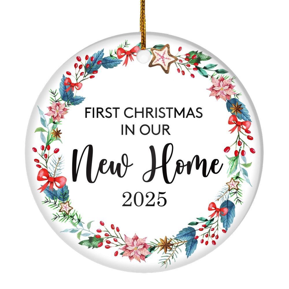 First Christmas In Our New Home Mr And Mrs 2025 For Wedding Newlywed Couple (19) 2025 Christmas Tree Ornament | siriusteestore