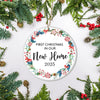 First Christmas In Our New Home Mr And Mrs 2025 For Wedding Newlywed Couple (19) 2025 Christmas Tree Ornament | siriusteestore