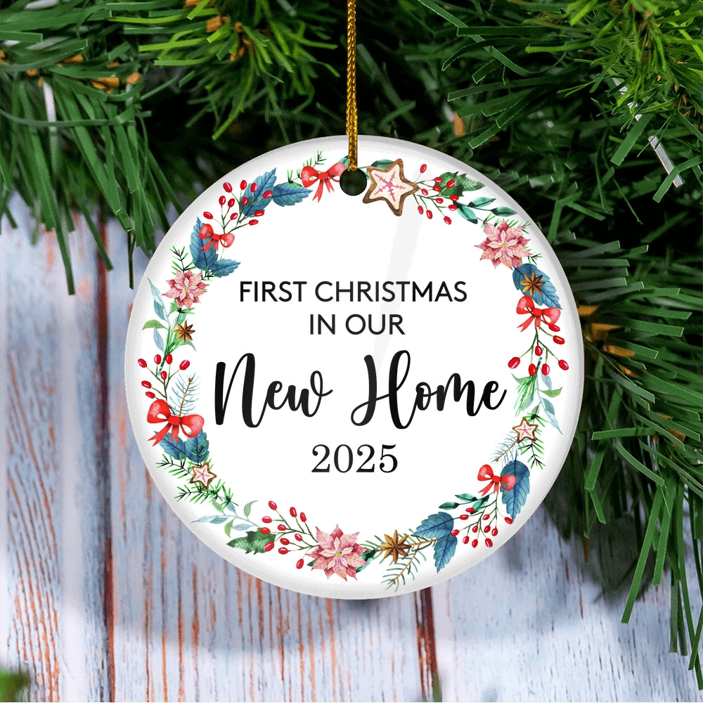 First Christmas In Our New Home Mr And Mrs 2025 For Wedding Newlywed Couple (19) 2025 Christmas Tree Ornament | siriusteestore
