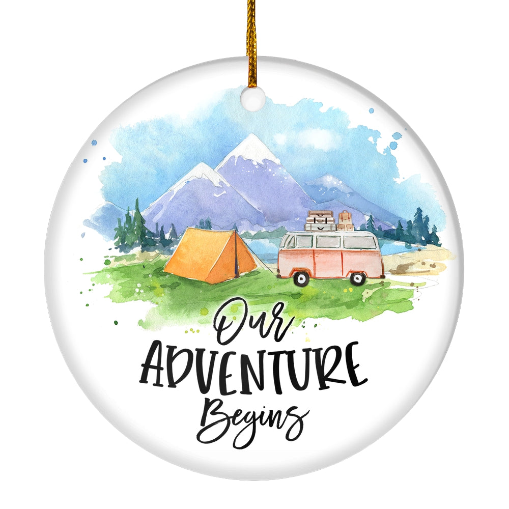 First Christmas Ornaments Rustic With Red Truck And Green Tree First XMAS Wedding Presents For Newlywed Our Adventure Begins Holiday Christmas Tree Ornament | siriusteestore