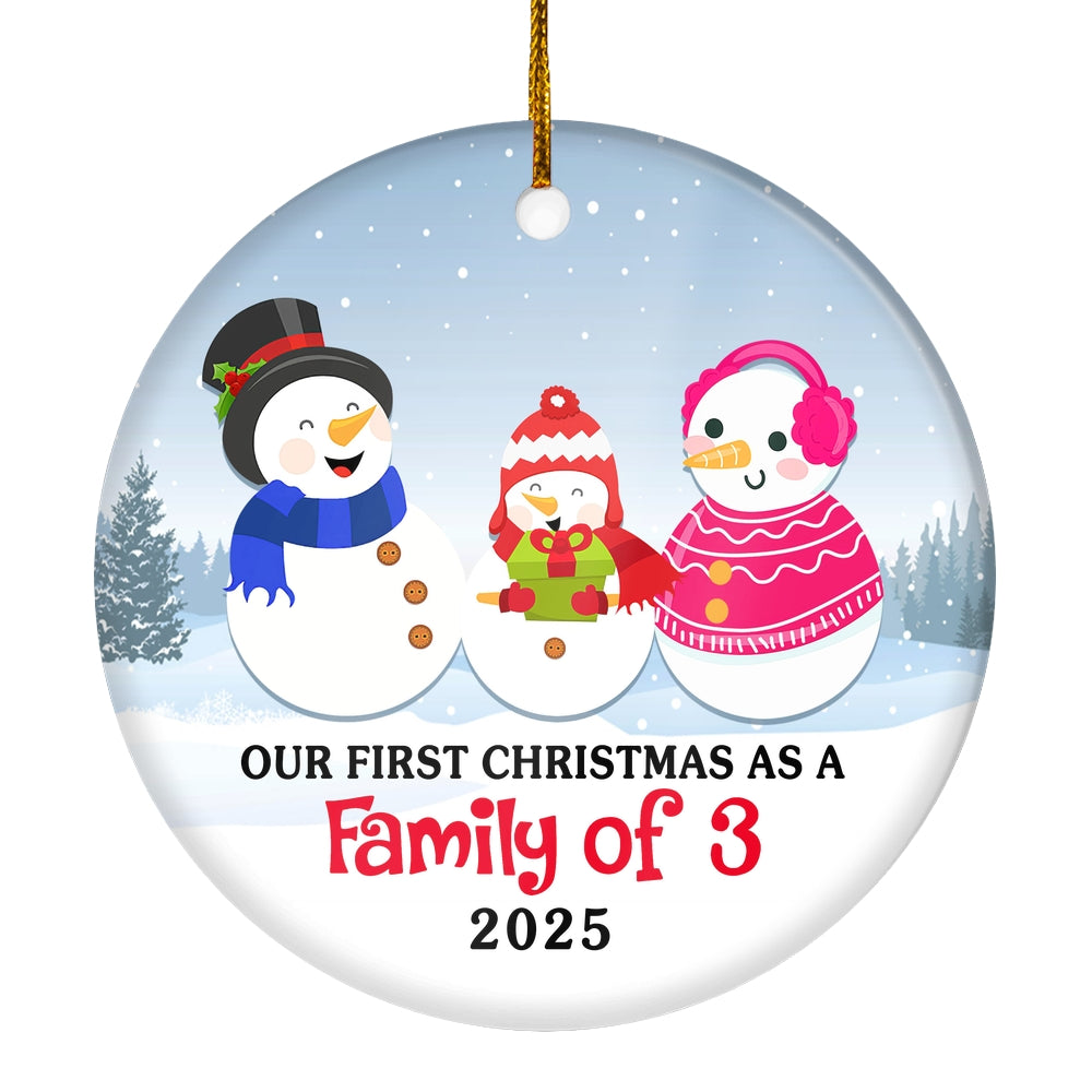 First Christmas as a Family of Three Ornament 2024 1st Christmas as Mommy and Daddy New Parents New Baby Snowman Gift Christmas Tree Ornament | siriusteestore