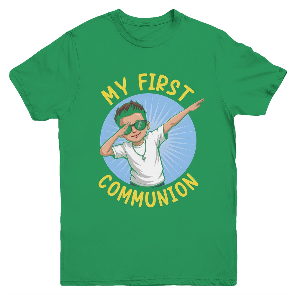 First Communion Boys Dabbing 1st Communion Holy Christian Youth Shirt | siriusteestore