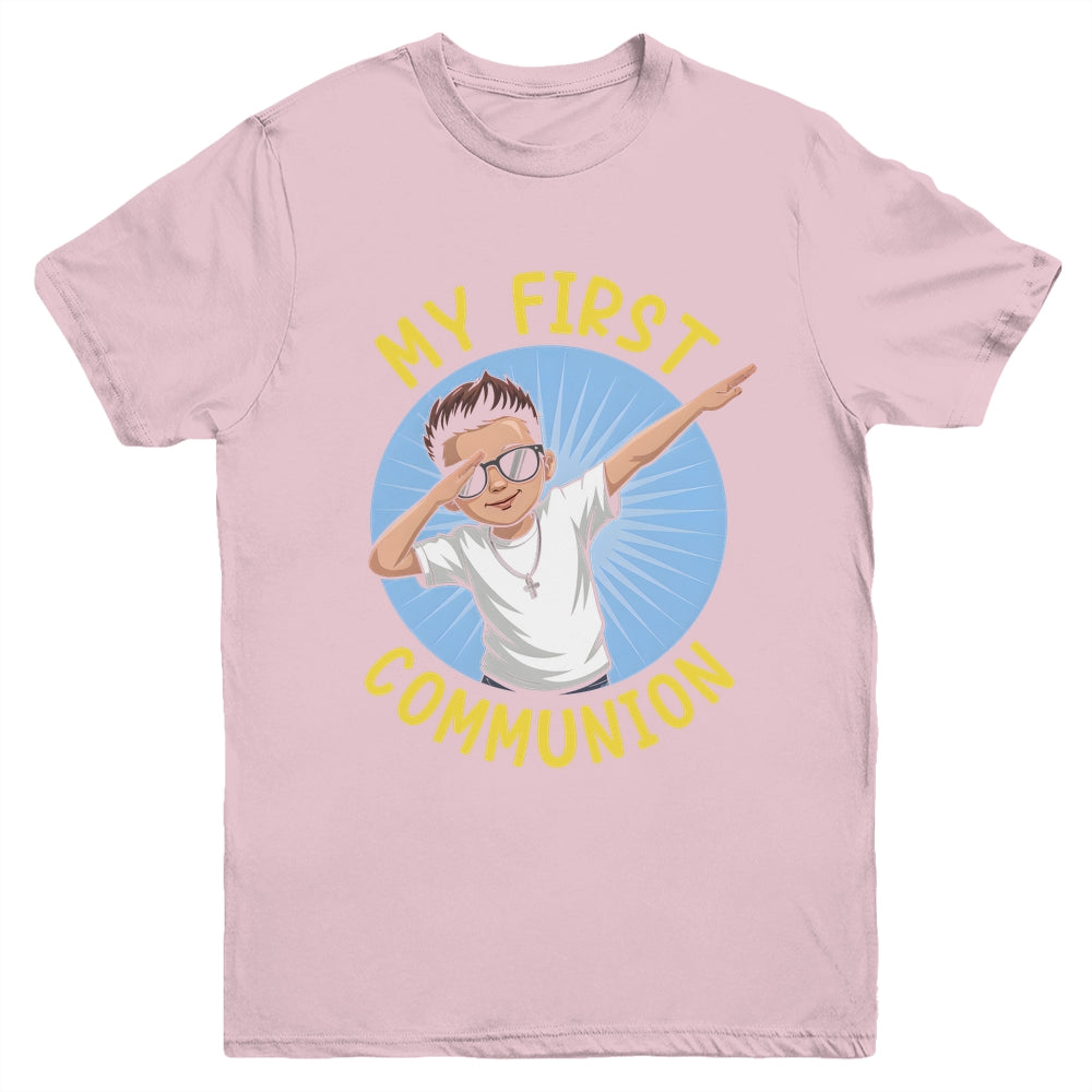 First Communion Boys Dabbing 1st Communion Holy Christian Youth Shirt | siriusteestore