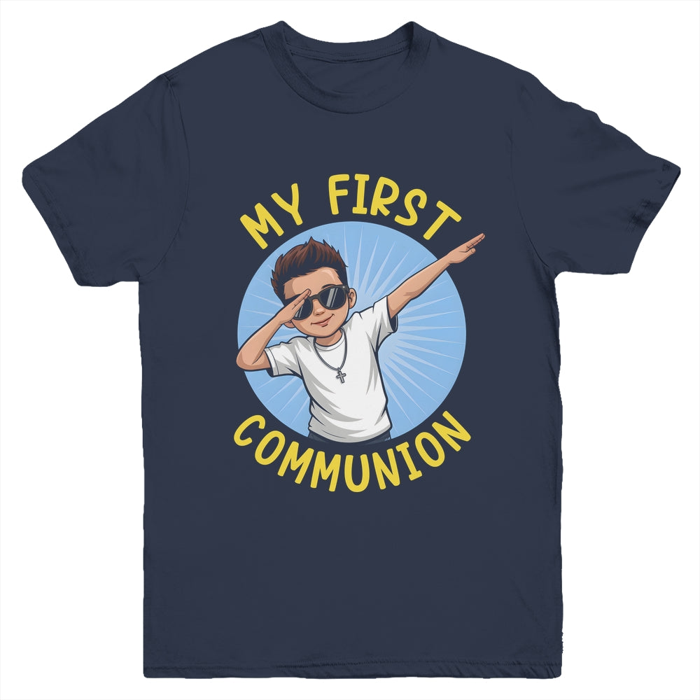 First Communion Boys Dabbing 1st Communion Holy Christian Youth Shirt | siriusteestore