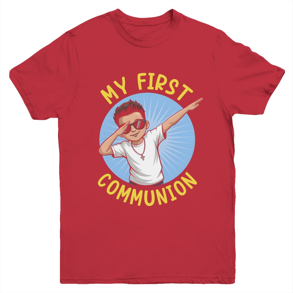 First Communion Boys Dabbing 1st Communion Holy Christian Youth Shirt | siriusteestore