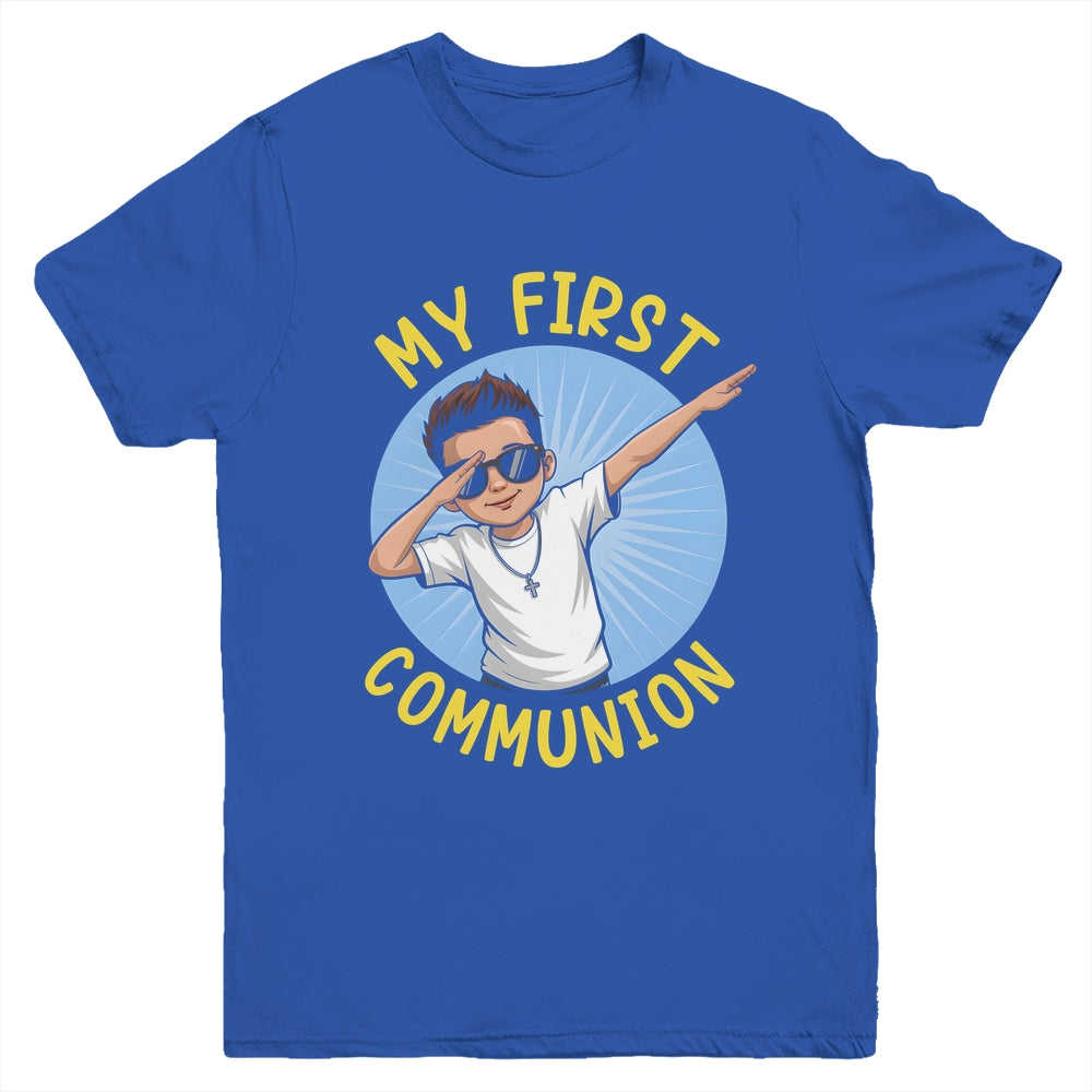 First Communion Boys Dabbing 1st Communion Holy Christian Youth Shirt | siriusteestore