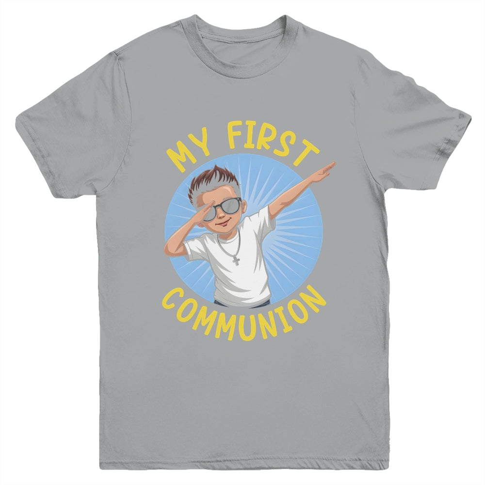 First Communion Boys Dabbing 1st Communion Holy Christian Youth Shirt | siriusteestore
