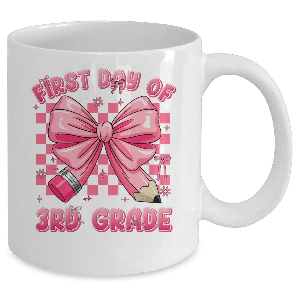 First Day Of 3rd Grade Coquette Back To School Girls Kids Mug | siriusteestore