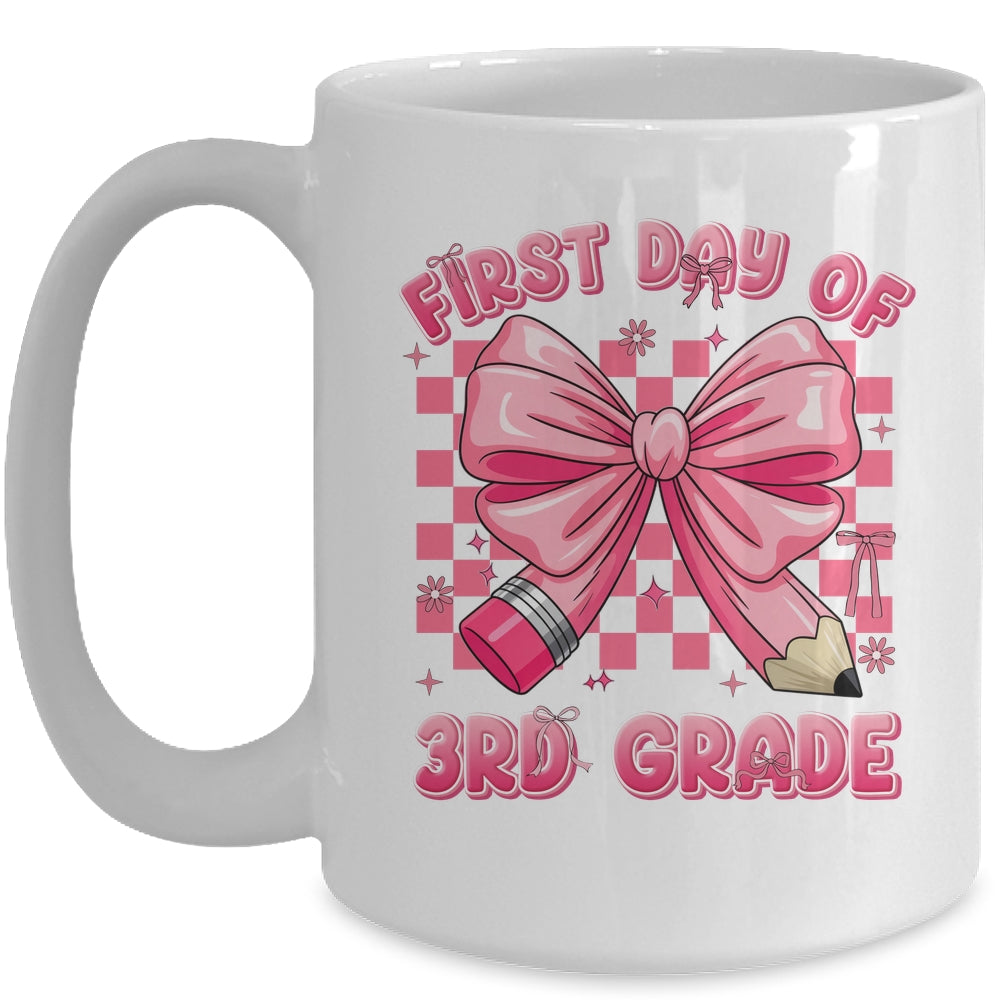 First Day Of 3rd Grade Coquette Back To School Girls Kids Mug | siriusteestore