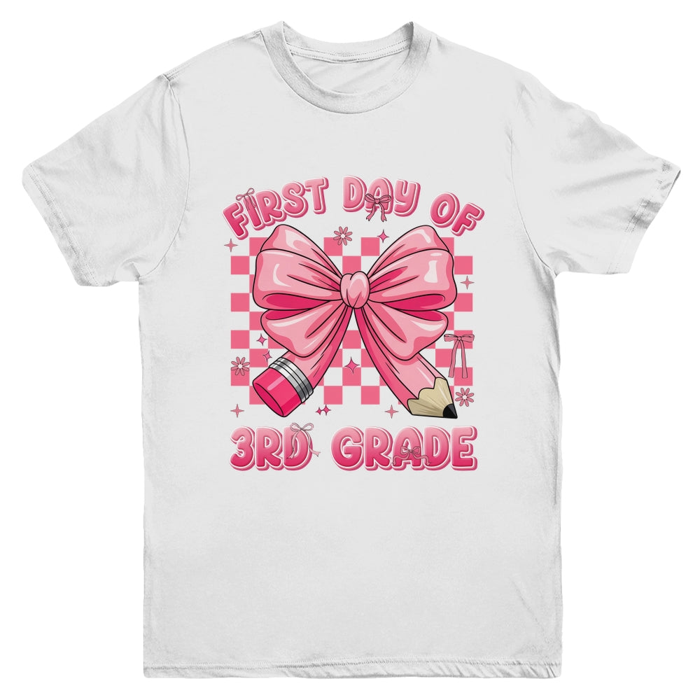 First Day Of 3rd Grade Coquette Back To School Girls Kids Youth Shirt | siriusteestore