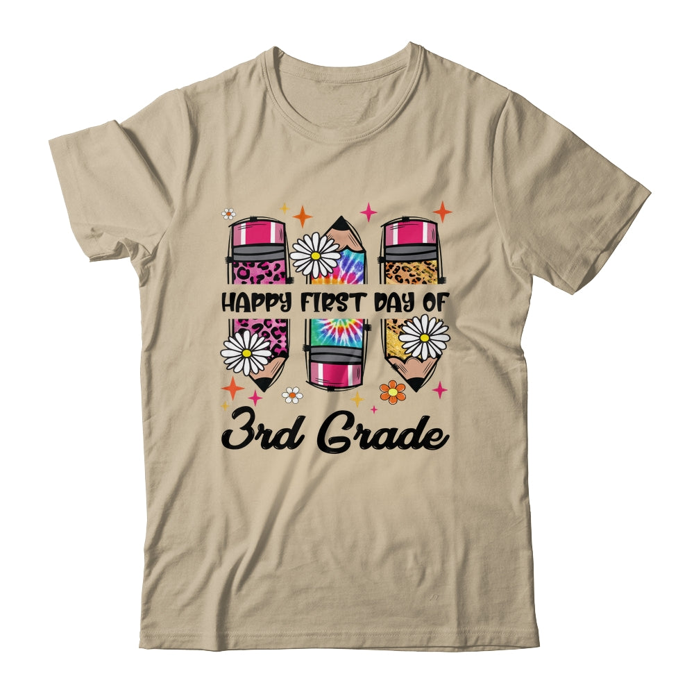 First Day Of 3rd Grade Teacher Leopard Pencil Back To School Shirt & Hoodie | siriusteestore