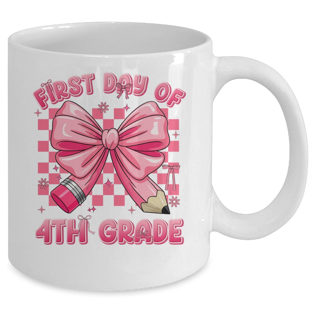 First Day Of 4th Grade Coquette Back To School Girls Kids Mug | siriusteestore