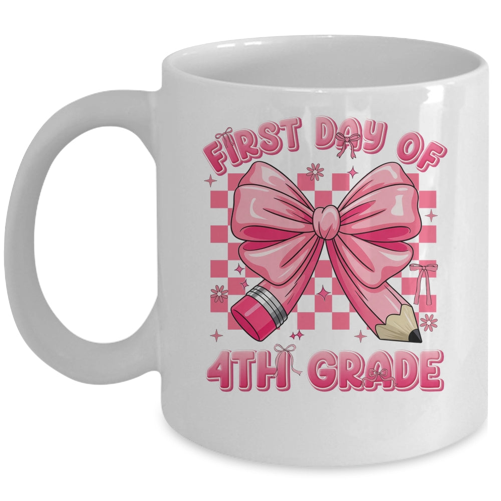 First Day Of 4th Grade Coquette Back To School Girls Kids Mug | siriusteestore