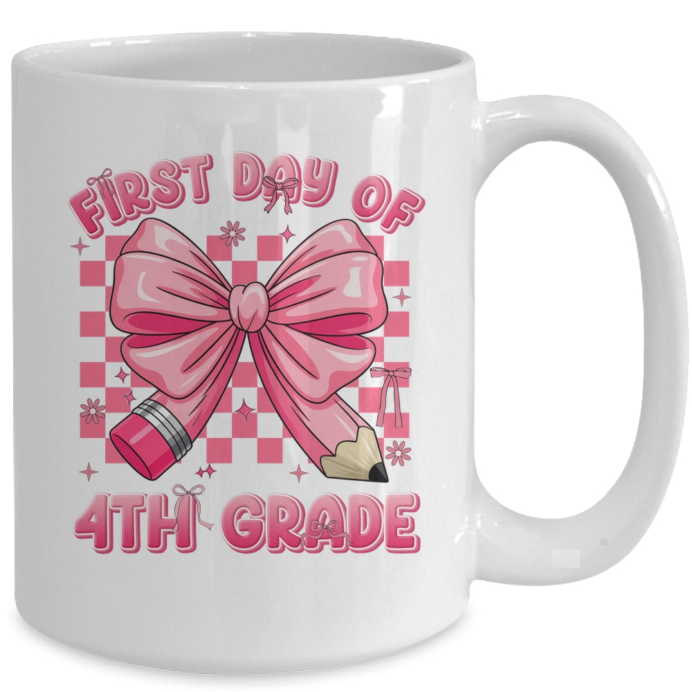First Day Of 4th Grade Coquette Back To School Girls Kids Mug | siriusteestore