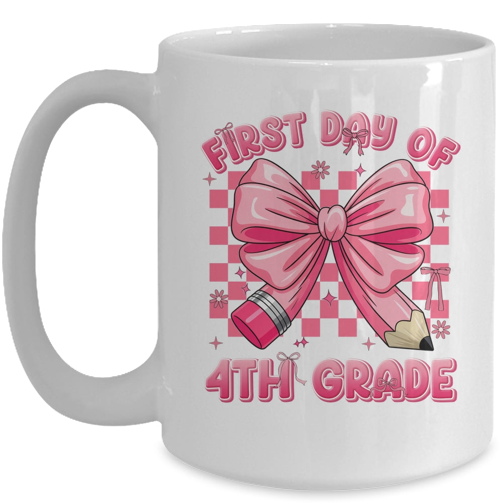 First Day Of 4th Grade Coquette Back To School Girls Kids Mug | siriusteestore
