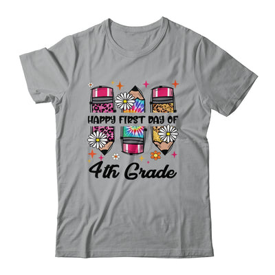 First Day Of 4th Grade Teacher Leopard Pencil Back To School Shirt & Hoodie | siriusteestore
