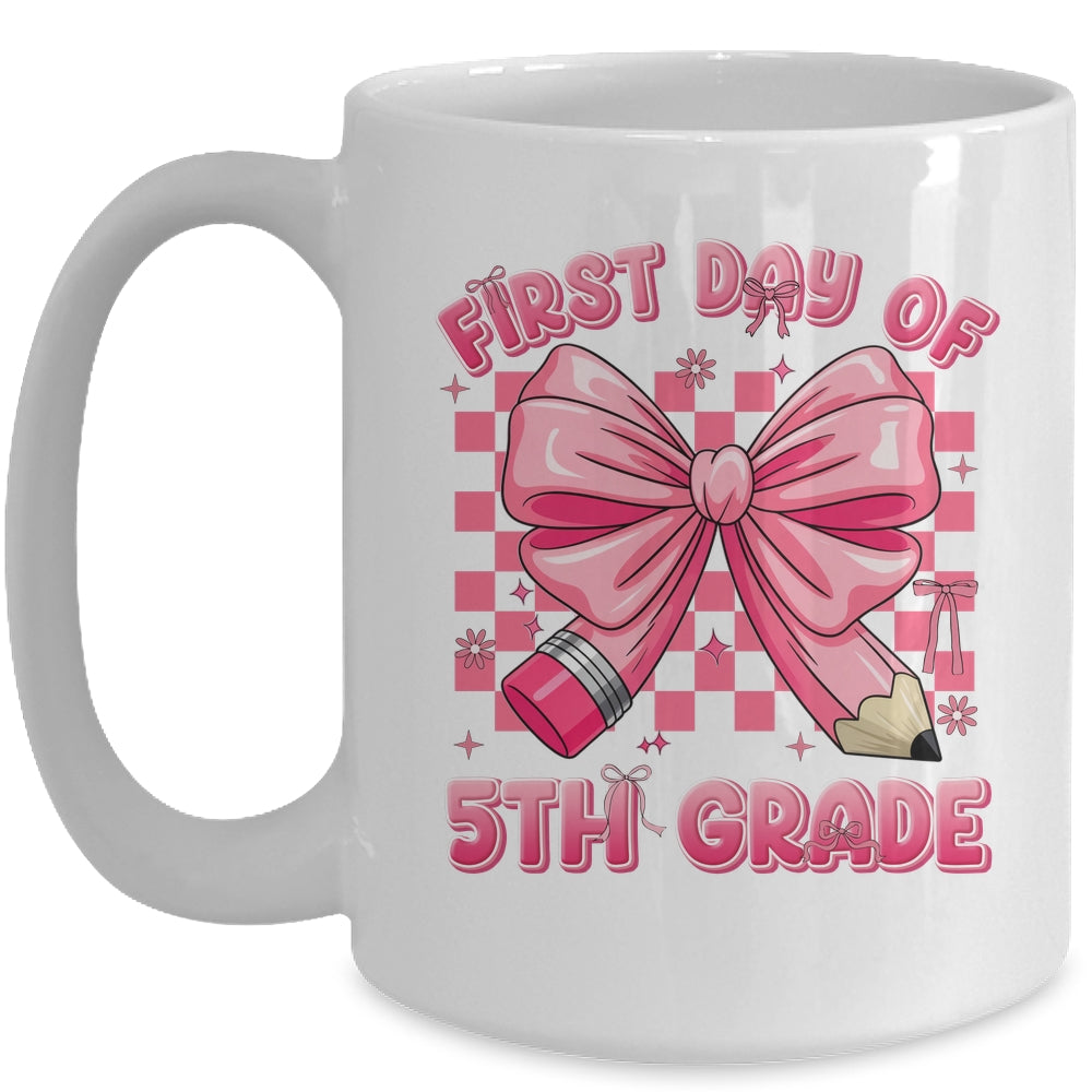 First Day Of 5th Grade Coquette Back To School Girls Kids Mug | siriusteestore