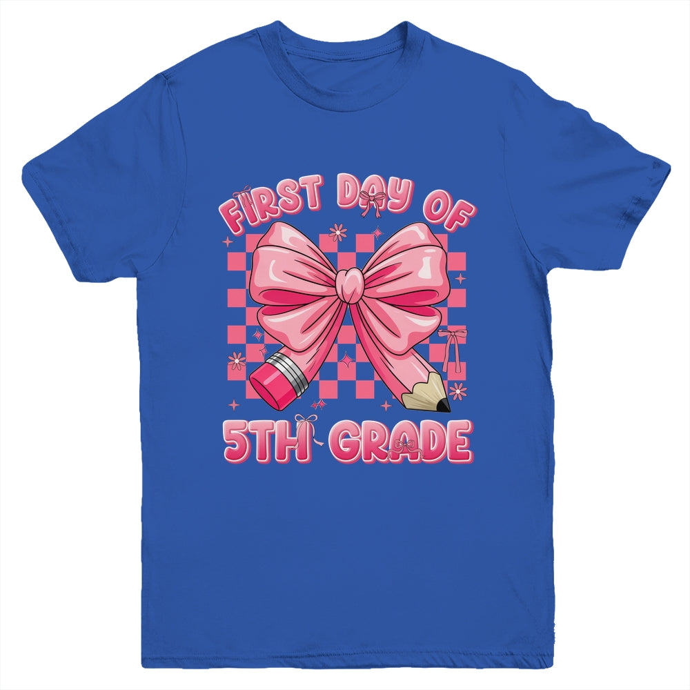 First Day Of 5th Grade Coquette Back To School Girls Kids Youth Shirt | siriusteestore