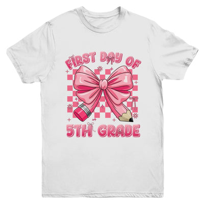 First Day Of 5th Grade Coquette Back To School Girls Kids Youth Shirt | siriusteestore
